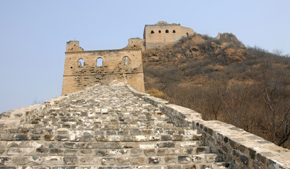 The Great Wall of China. This section of the Great Wall is Jinshanling, a wild part with scenic views. The Great Wall of China near Beijing. Wild Great Wall of China, Jinshanling, Beijing, UNESCO site