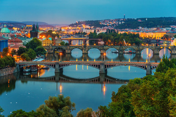 Bridges over the River Vltava in Prague, Czech Republic