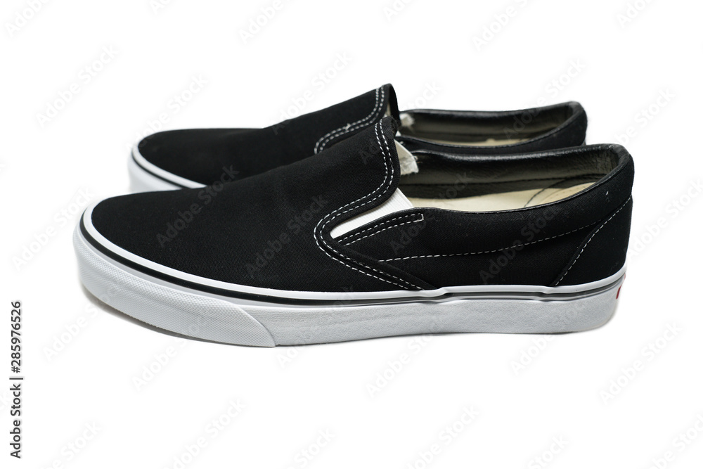 Wall mural isolated black slip on shoes