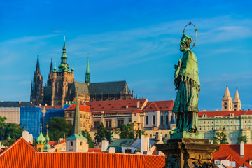 Naklejka premium View of Hradcany district with Prague Castle