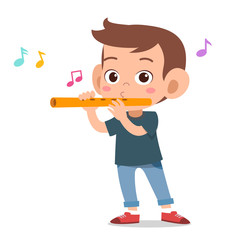 happy kid play flute music vector © Colorfuel Studio