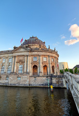 Naklejka na ściany i meble Berlin, Germany - May 4, 2019 - The Bode Museum located on Museum Island in the Mitte borough of Berlin, Germany at dusk.
