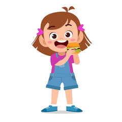 happy kid eat vector illustration