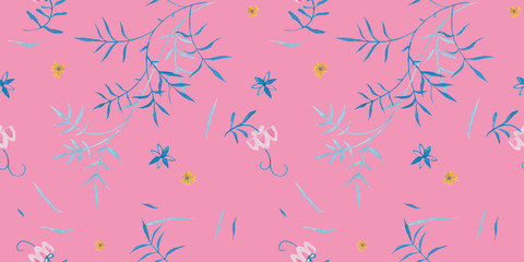 Chrysanthemum modern illustration plate decoration. Tea rose and clematis natural petals. Varicolored feminine fabric design. Renaissance flower art. Floral seamless pattern for Mediterranean decor