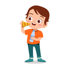 happy kid eat vector illustration