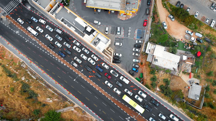 Jerusalem traffic Aerial View