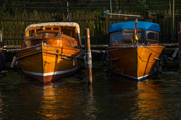 Fototapeta na wymiar Old timer boats in Stockholm.