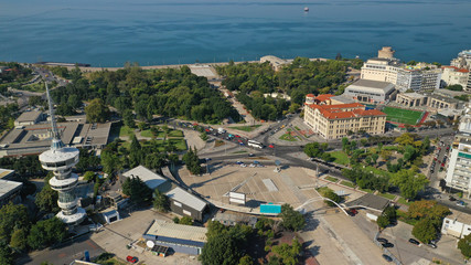 Fototapeta na wymiar Aerial drone photo of central downtown area of Salonica or Thessaloniki, North Greece