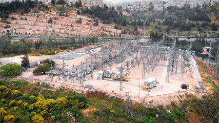 Obraz premium Flying over power station