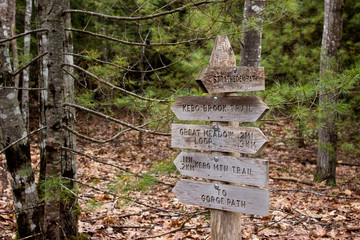 Wooden signpost in Acadia National Park