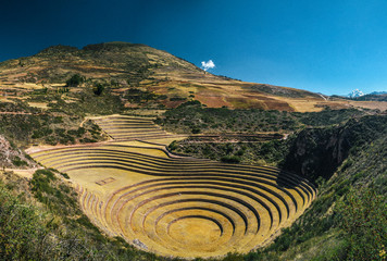 Moray agricultural terraces in the Sacred Valley in the Cusco Region of southern Peru  - obrazy, fototapety, plakaty