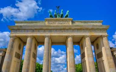 The Brandenburg Gate located in Pariser Platz in the city of Berlin, Germany.