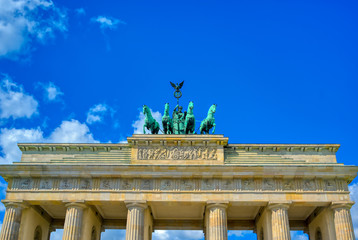 The Brandenburg Gate located in Pariser Platz in the city of Berlin, Germany.