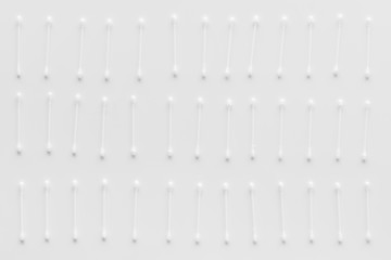 Hygiene cotton swabs for pattern on white background top view