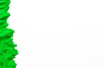 Fototapeta premium Blog or presentation background with green sand texture on white background top view copyspace