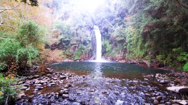 Waterfall in Tres Saltos Huife Pucon Chile 4K 
