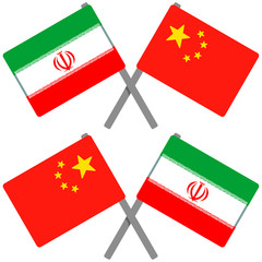 イランと中国の旗