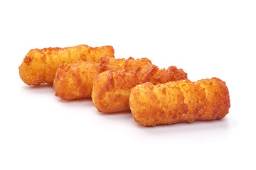 Traditional fried Spanish croquettes, isolated on white background