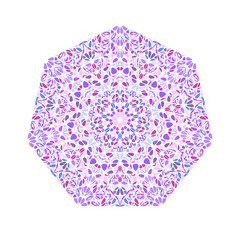 Abstract floral heptagon symbol template - colorful ornamental geometrical geometric vector design element on white background