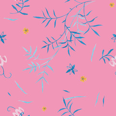 Fototapeta na wymiar Chrysanthemum modern illustration plate decoration. Tea rose and clematis natural petals. Varicolored feminine fabric design. Renaissance flower art. Floral seamless pattern for Mediterranean decor