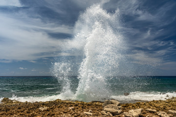 Blow holes at the coastof Grand Cayman Island