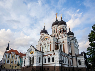 Fototapeta na wymiar Impressive architecture of Alexander Nevsky Cathedral in Tallinn old town