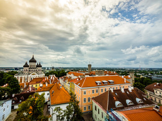 Beautiful skyline of Tallinn old town featuring Alexander Nevsky Cathedral
