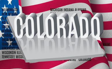 Fototapeta na wymiar Colorado inscription on American flag background .3D illustration