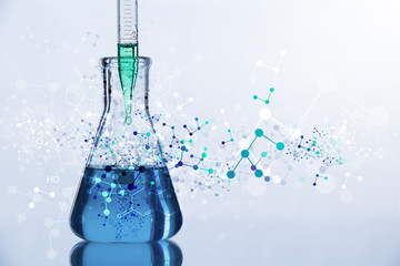 chimica, contagocce, molecole, unire, doppio, duale, 