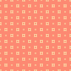 Vector geometric seamless pattern with small squares. Coral and yellow color