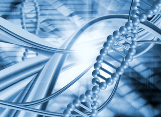 Abstract image of a DNA chain on a blurred background.