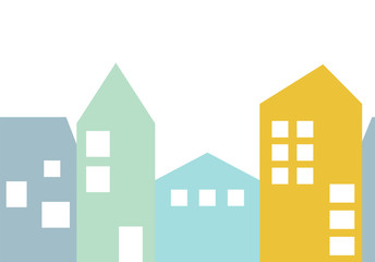 Cute kids city. Nursery decoration. Vector hand drawn illustration.