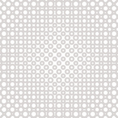 Halftone seamless pattern with circles, rings, dots. Gray and white colors