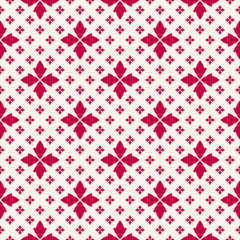 Vector floral seamless pattern. Red and white abstract geometric background