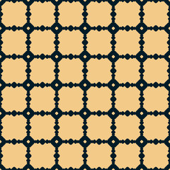 Vector black and yellow geometric seamless pattern with square carved grid