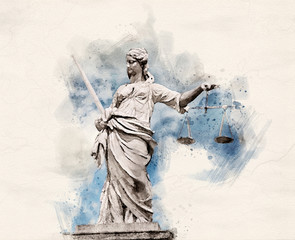 Watercolor Lady Justice - 285991742
