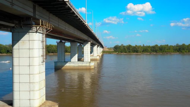 The bridge across the Siberian river Ob in the city of Barnaul