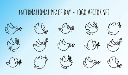 International Peace day Vector set of Peace Doves Logo concept