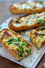 The cheese filled baguette breads