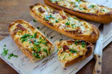 The cheese filled baguette breads