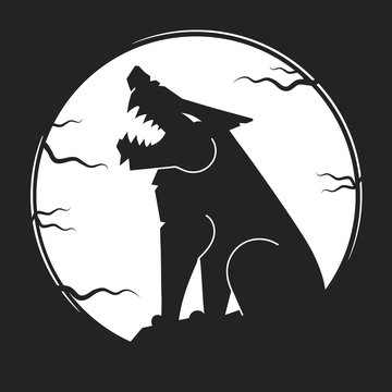 Silhouette Of The Wolf. Vector Logo. Wild Wolf.