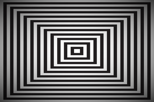 Black and white square illusion, simple abstract pyramid background
