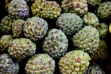 Harvested sugar apples, custard apples, or sweeetsop, produce market, Colombia