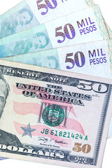 Exchange rate between US dollar and Colombian peso in 2019. More than 3000 pesos each dollar