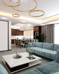 3d render home living room