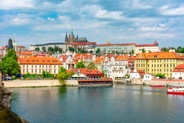 Fototapeta na wymiar Prague cityscape with Prague Castle at background, Czech Republic