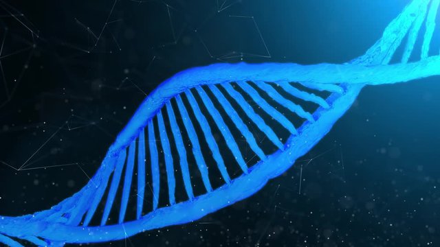 Artistic 3d dna structure rotation background. 