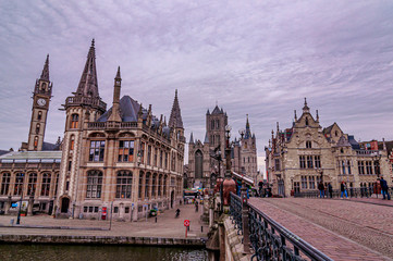 Fototapeta premium Beautiful houses in city center in Ghent, Belgium