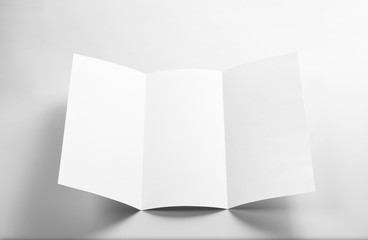 Blank Open Flyer over gray background