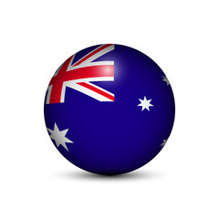 Flag of Australia in the form of a ball isolated on white background.